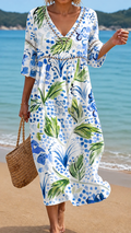 Vestido de Playa con Estampado Tropical Fresco