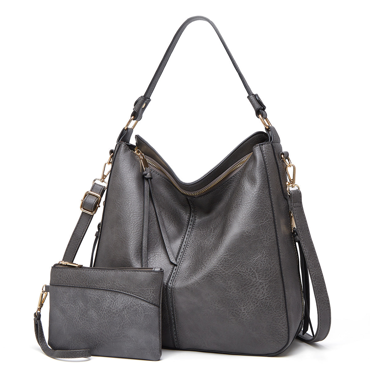 Luxury Leather Hobo Anti-Theft Handbag + FREE Pouch Wallet Hypersku