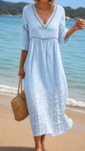 Vestido Midi de Verano Suave Azul