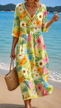 Vestido Midi Floral Colorido