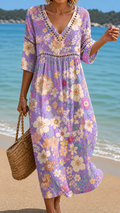 Vestido Midi Floral Violeta