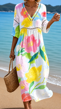 Vestido Midi Floral Colorido
