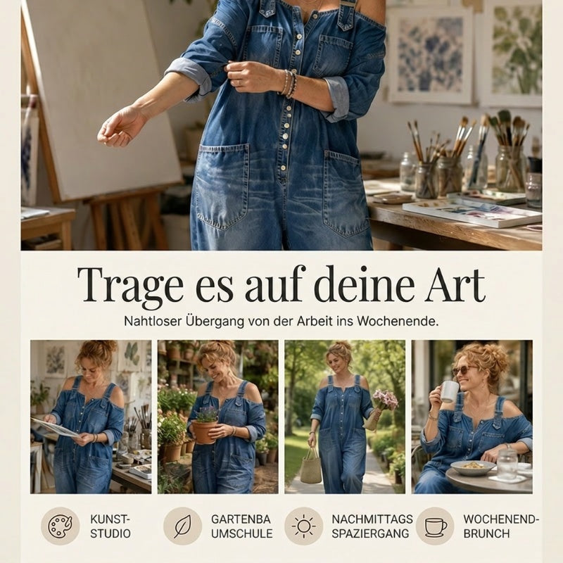 🔥Weit geschnittener Overall mit weitem Bein und Taschen