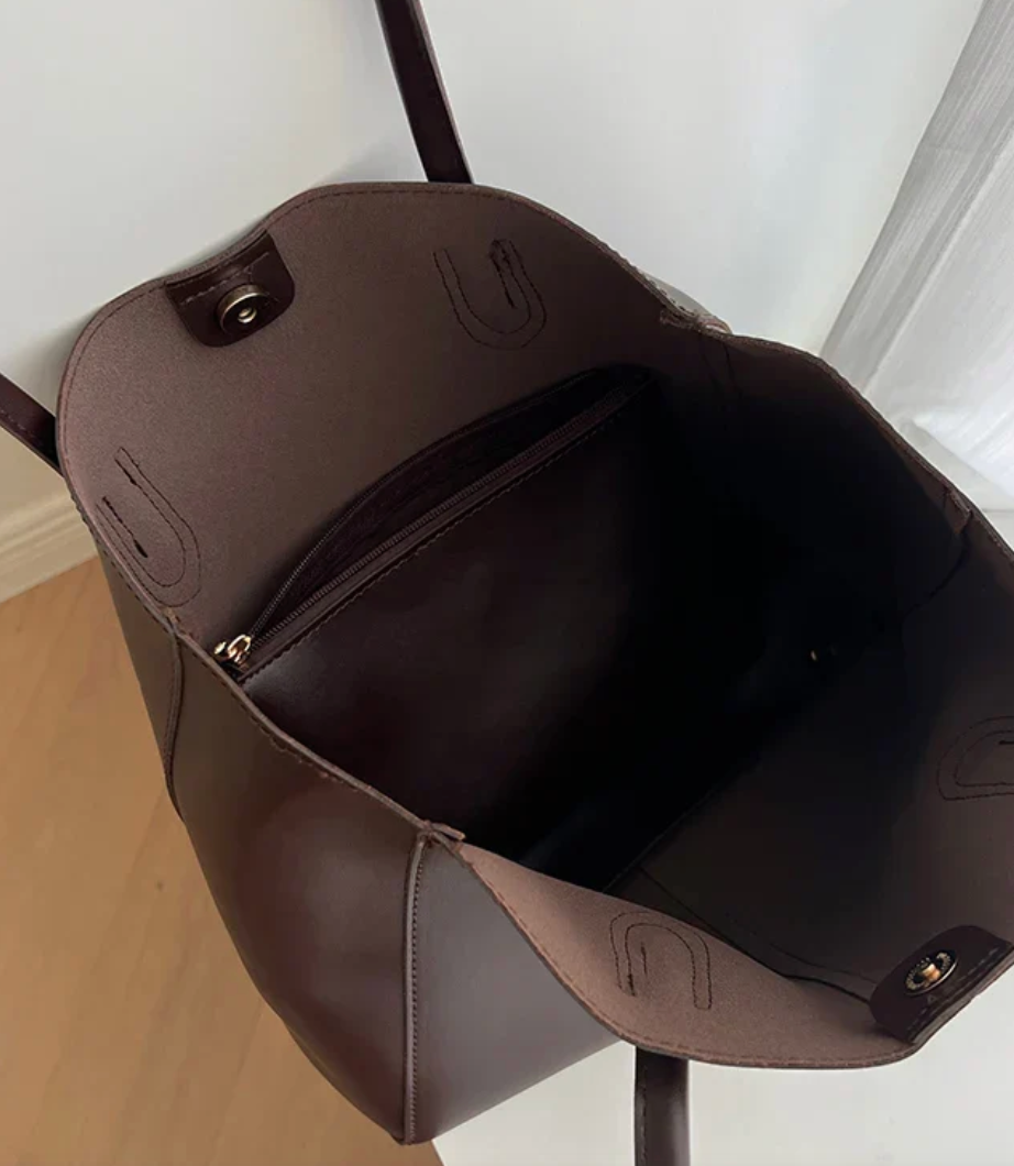 Valentine | Cabas en Cuir Vegan + Pochette Assortie SEAME