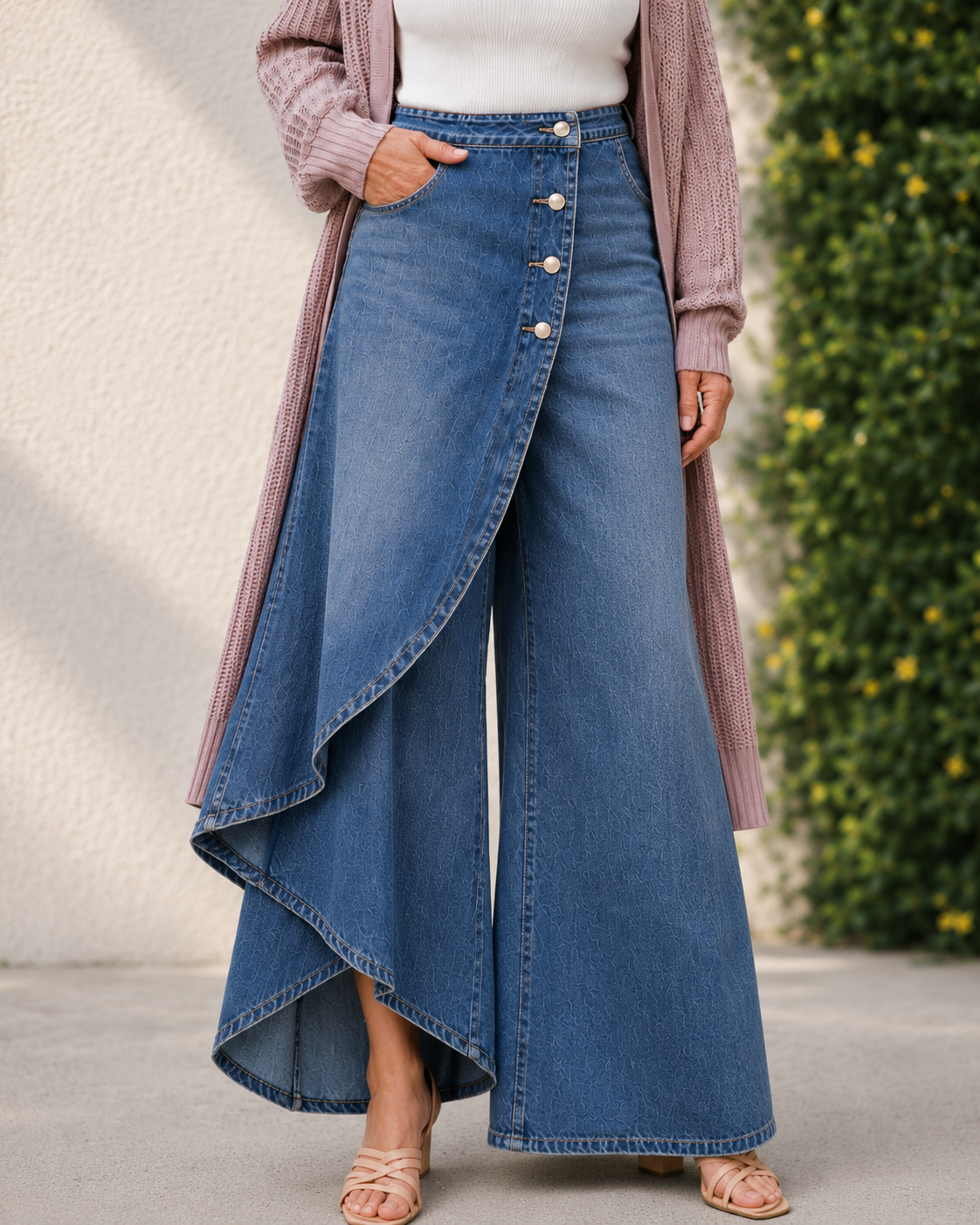 Maëlle · Jupe-short en denim à design croisé