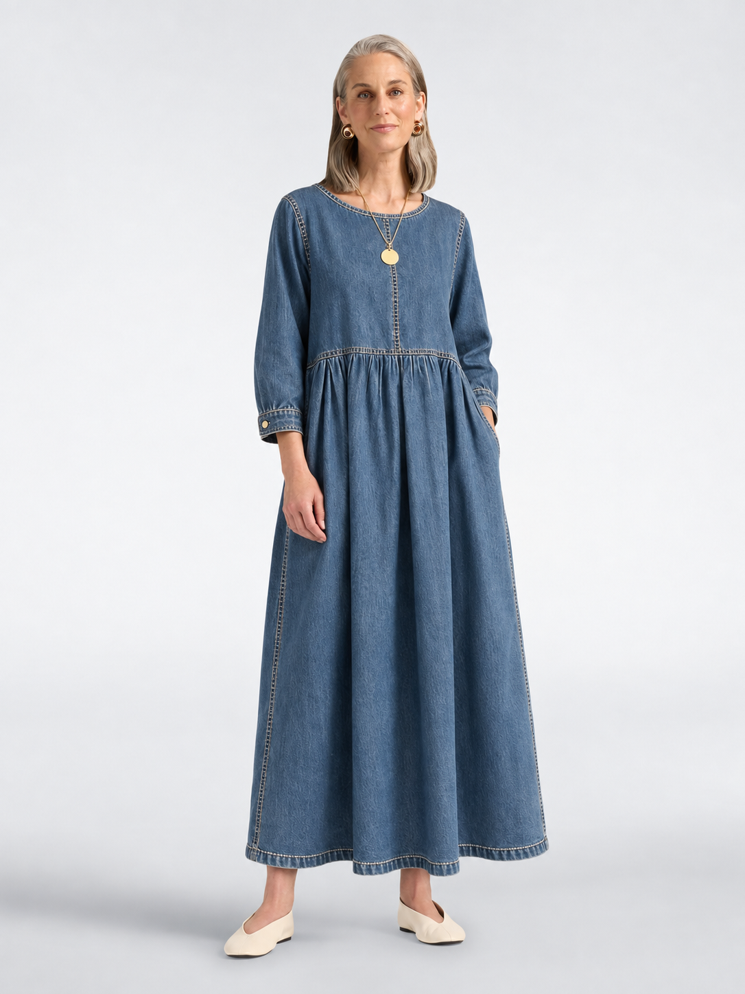 Marlène | Robe Longue en Denim Vintage Denim 8-9