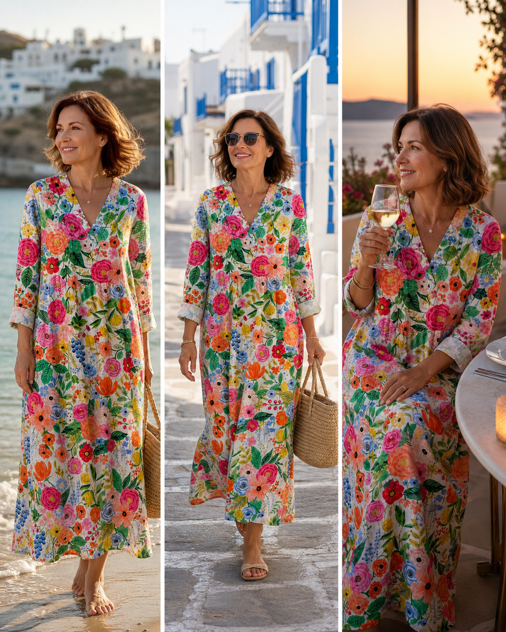 Camille | Robe midi fluide à imprimé floral éclatant