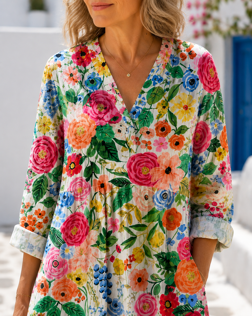 Camille | Robe midi fluide à imprimé floral éclatant