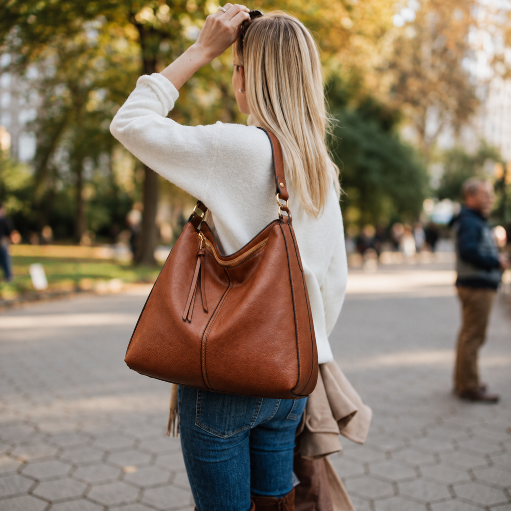 Margaux | Sac Hobo en Cuir Vegan + Pochette Offerte Hypersku