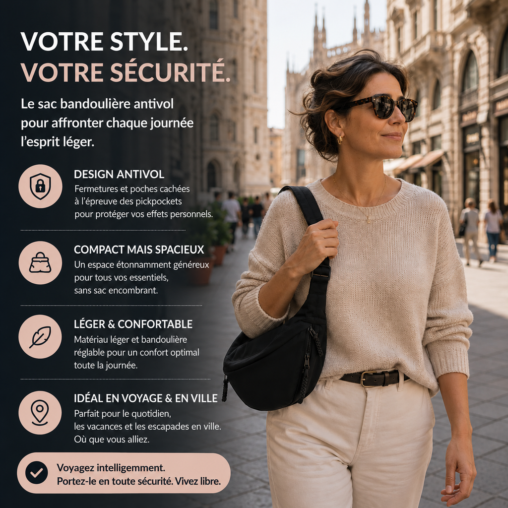 Sac Bandoulière Élégant et Anti-Vol