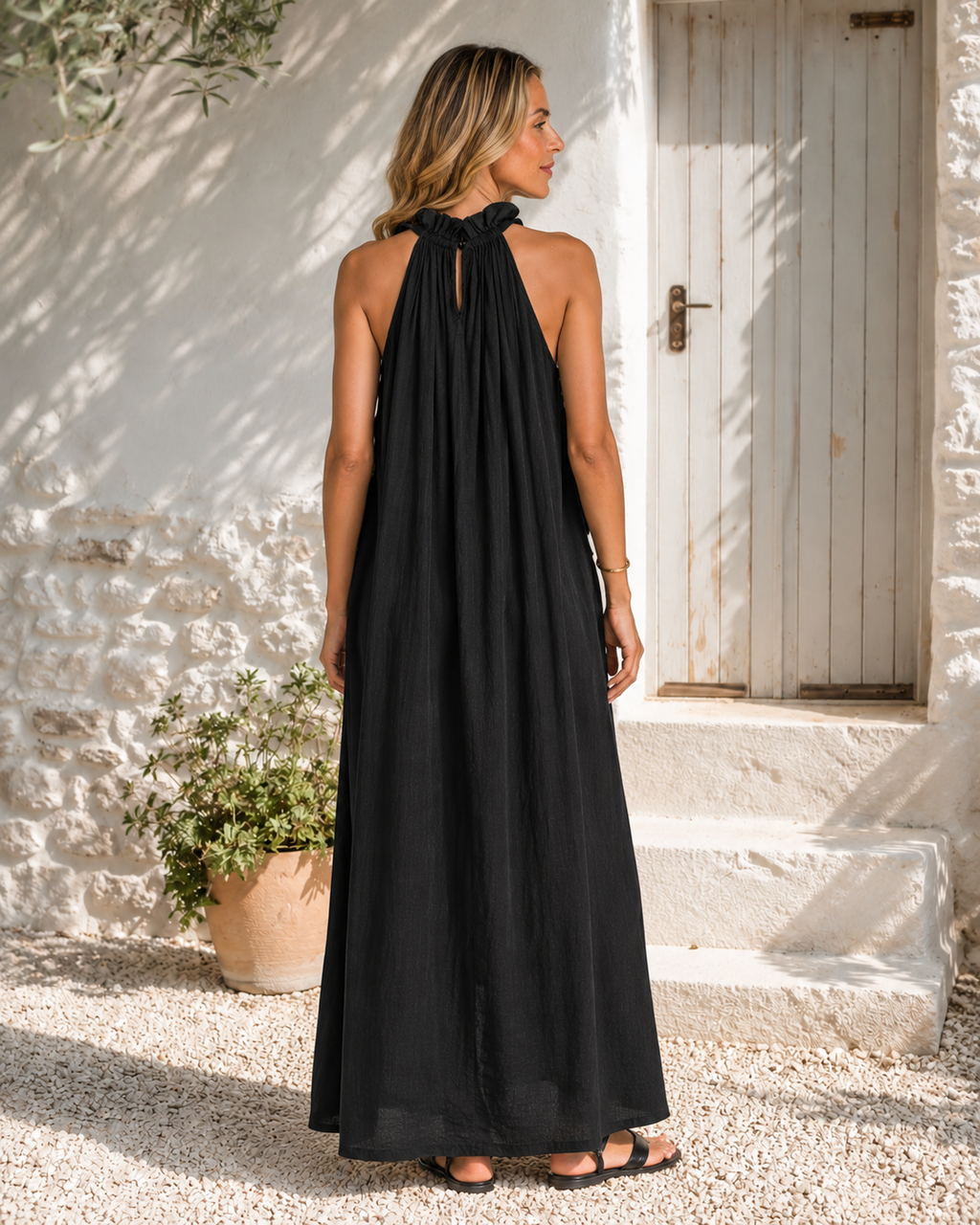 Céleste – Robe longue à volants