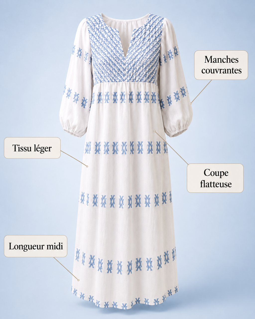 Robe Cyclades — Broderies exclusives, liberté totale
