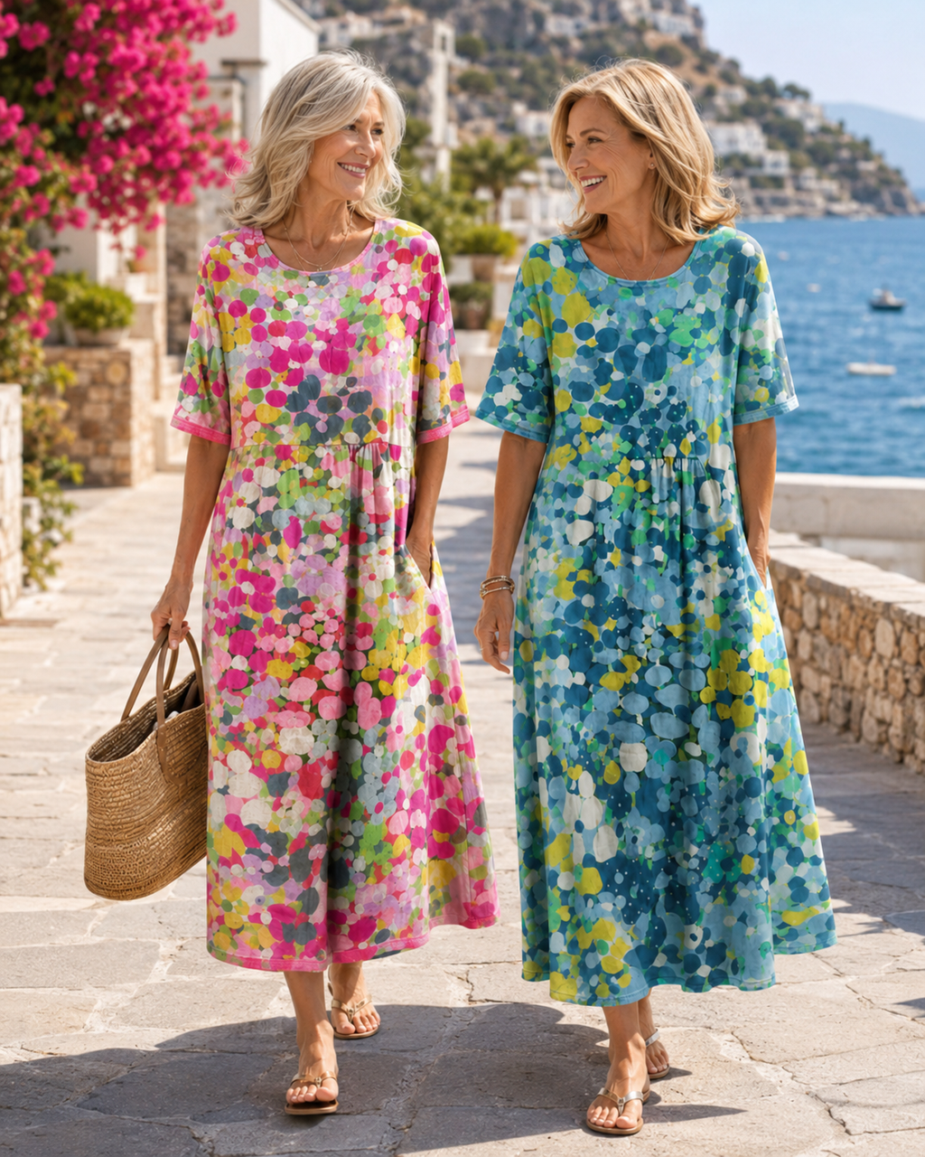 Elena | Robe midi fleurie fluide et légère