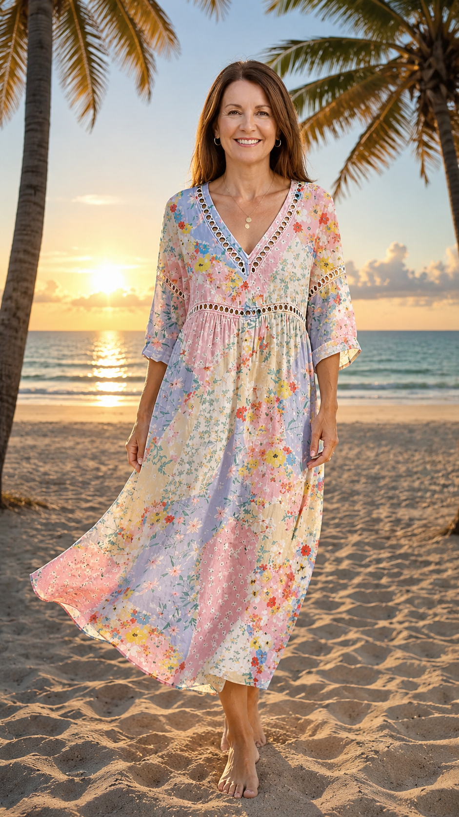 Juliette | Robe longue bohème à fleurs pastel