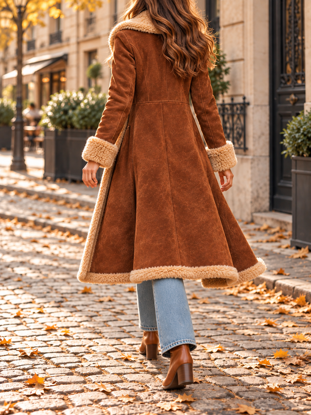 Manteau Long Marron Col Sherpa · Isaure VELLOR