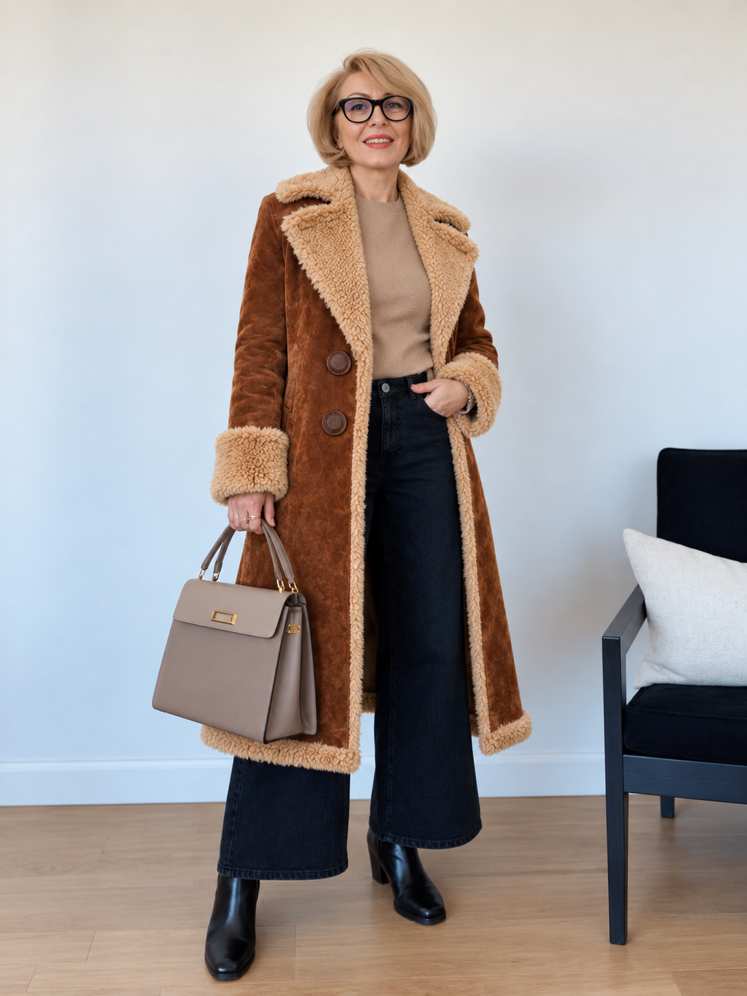 Manteau Long Marron Col Sherpa · Isaure VELLOR