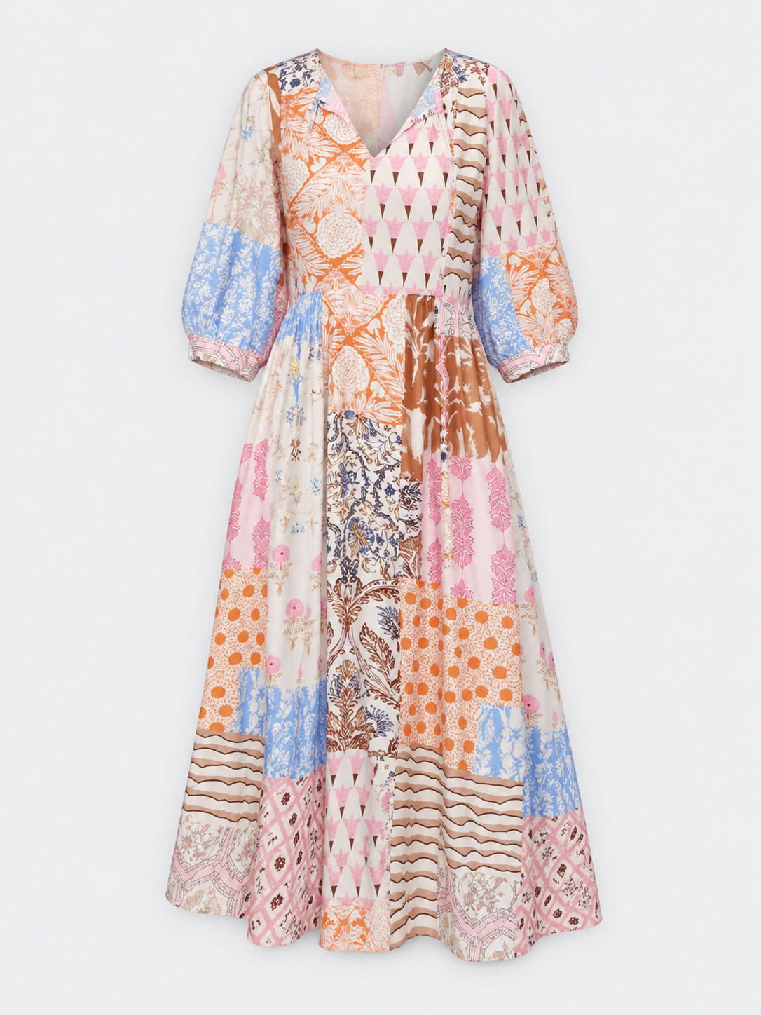 Rosalie | Robe Longue à Motifs Patchwork Femme d'Époque
