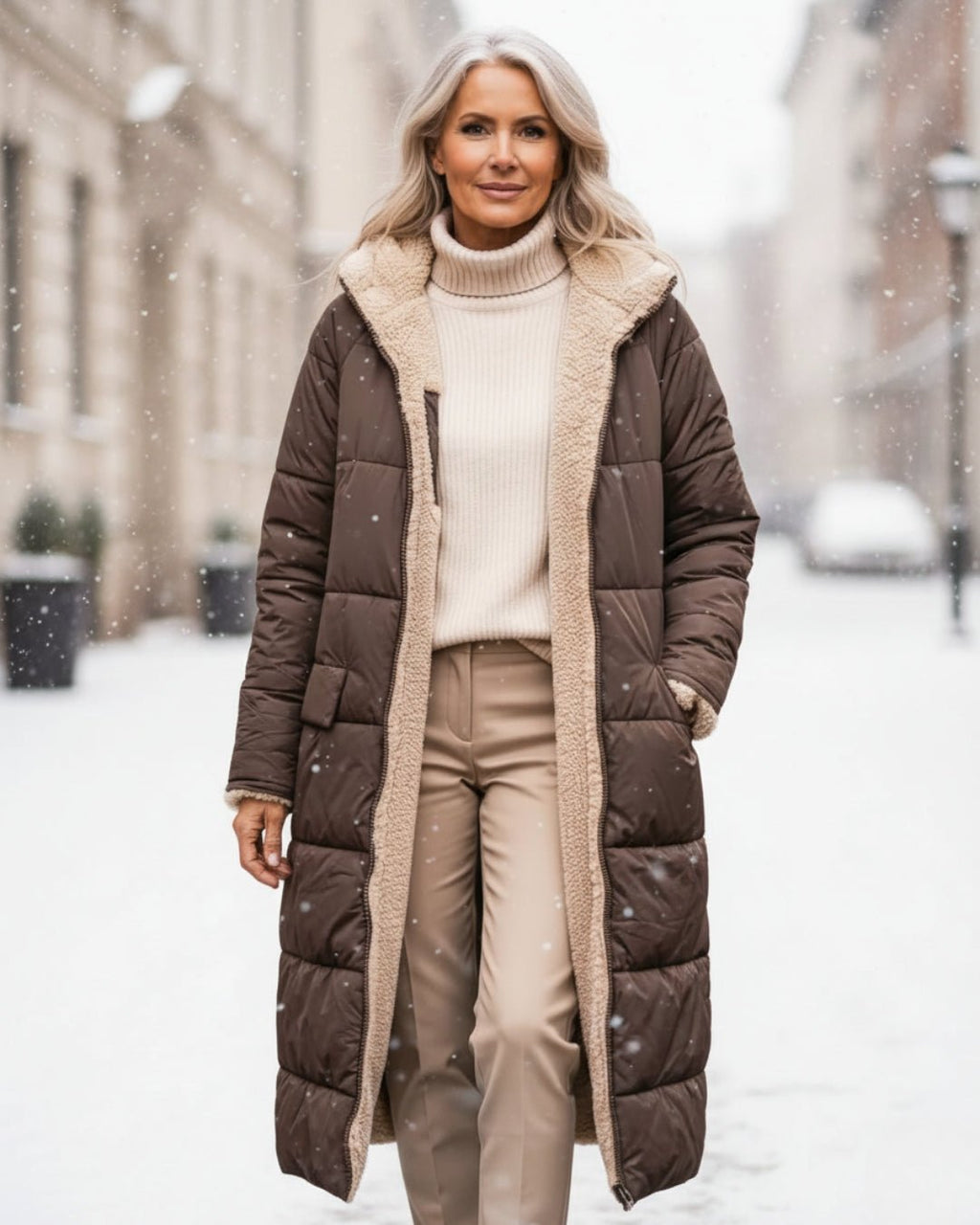 Mia | Long Sherpa-Lined Puffer Coat Stilfullt
