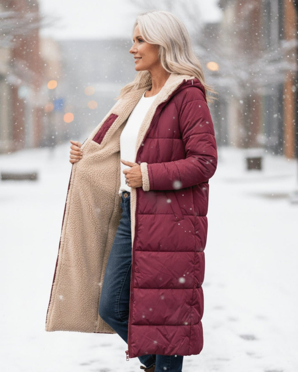 Mia | Long Sherpa-Lined Puffer Coat Stilfullt